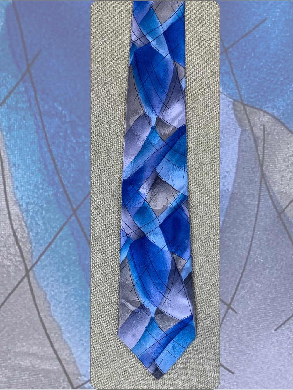 J Garcia Silk Tie Space Containers Blue Abstract